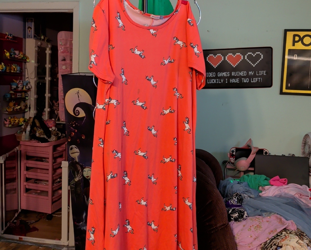 Women's Orange Midi Dress with Dog Print
